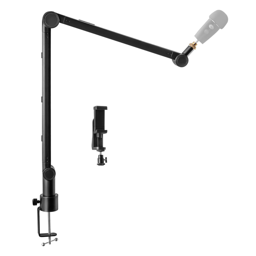 Mikrofon Arm 73-175cm Mikrofonständer Einstellbare Mikrofonstativ Mikrofon Ständer mit 2 Mikrofonkle