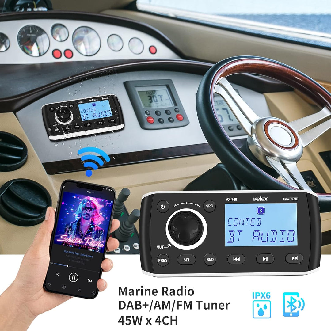 Marine Digital Media Receiver mit wetterfestem Marine Stereo System mit drahtloser Fernbedienung, Ve