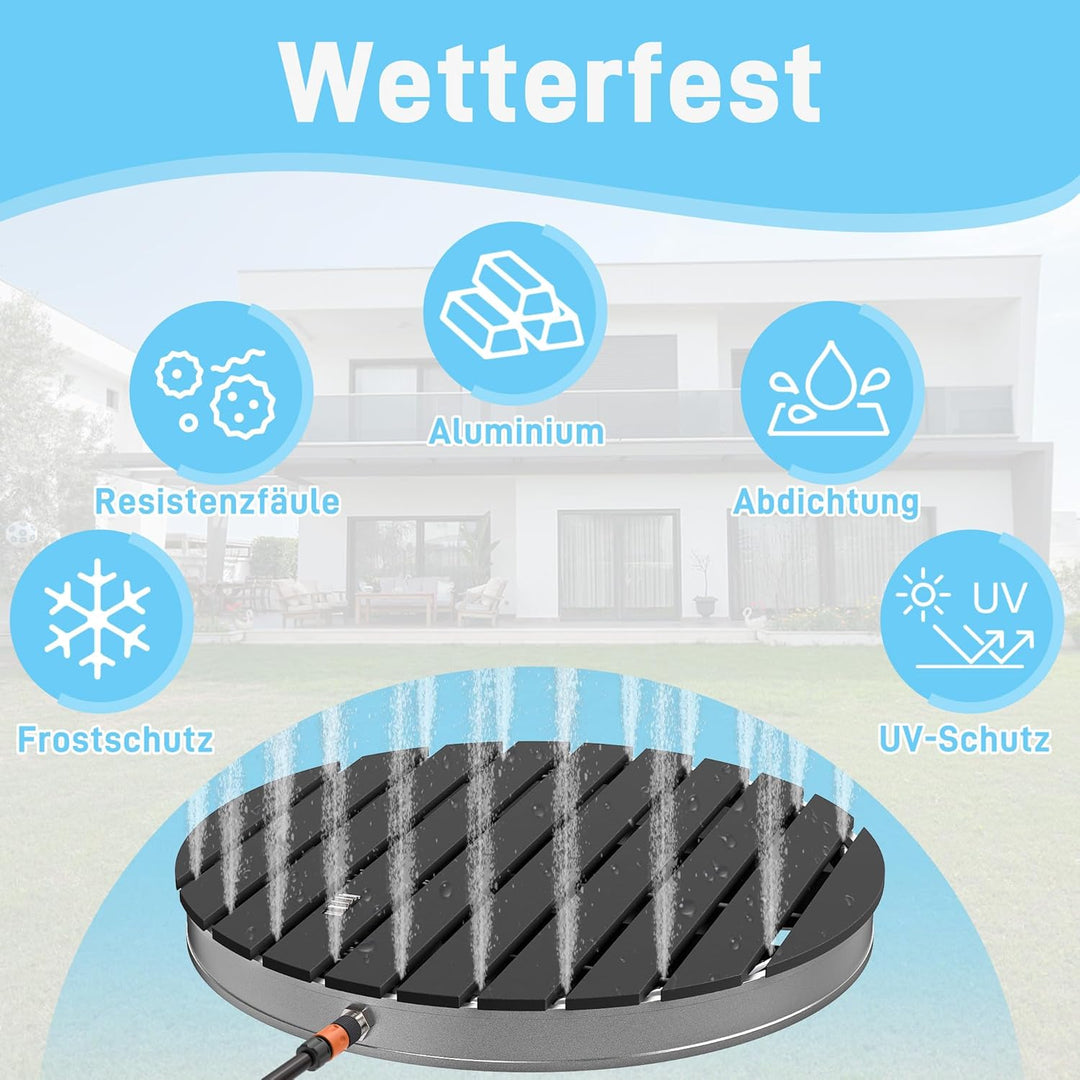 UISEBRT Gartendusche Aussendusche aus WPC und Aluminium - Mobile Bodendusche Solardusche Campingdusc