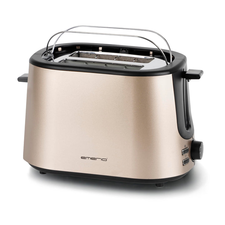 EMERIO Edelstahl Toaster mit integriertem Brötchenaufsatz | Satin Edition | 2 Toastschlitze | Zentri