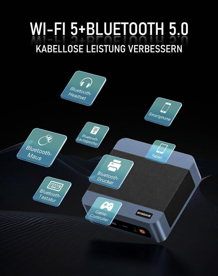 BOSGAME E5 Ryzen 3 5300U Mini Pc, Windows 11 Pro, 4 Cores, 8 Threads, Up to 3.8GHz, 16 GB DDR4 RAM,