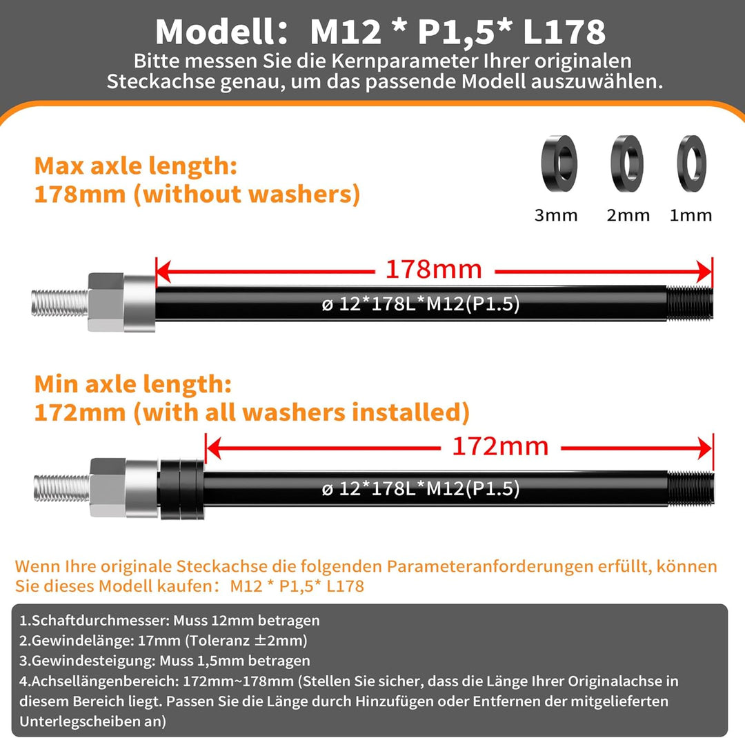 NICEDACK Steckachse Adapter M12 für Fahrradanhänger Kupplung, Fahrrad Steckachsenadapter, Fahrrad St