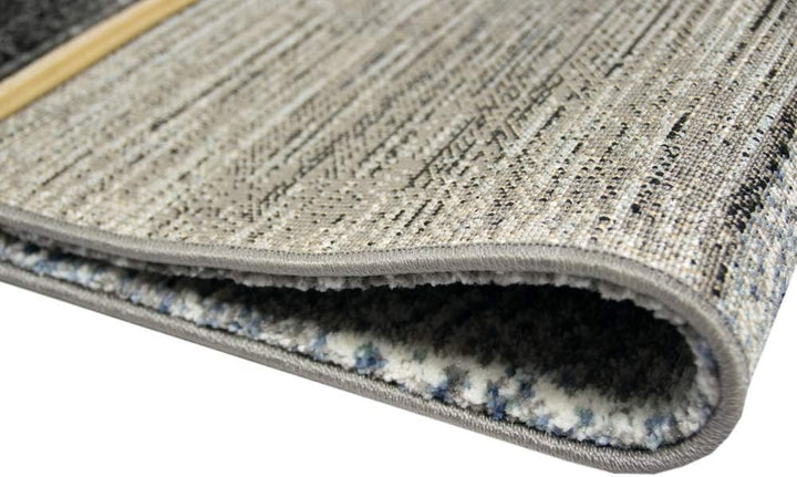 CARPETIA Teppich modern Wohnzimmerteppich karo blau grau schwarz Grösse 80x150 cm 80 x 150 cm, 80 x