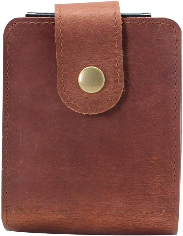 boshiho Spielkartenetui, Echtes Leder Doppelkartendeckhalter Box（Brown）