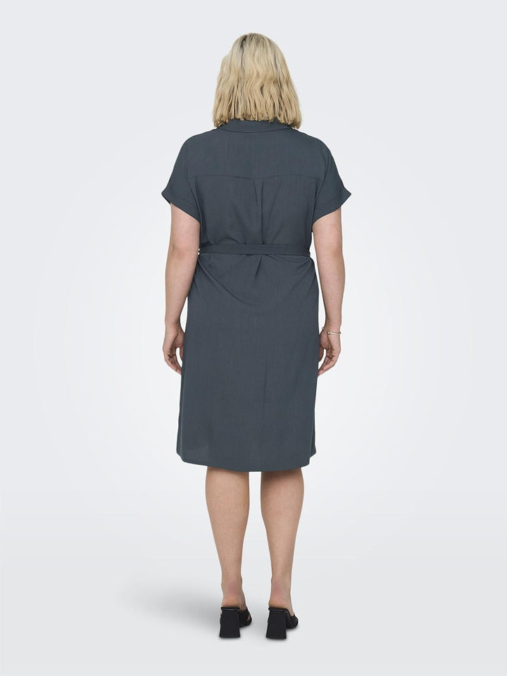 ONLY Damen Cardiega Ss Blk Shirt Dress WVN Noos Kleid 42 Grosse Grössen India Ink, 42 Große Gr&