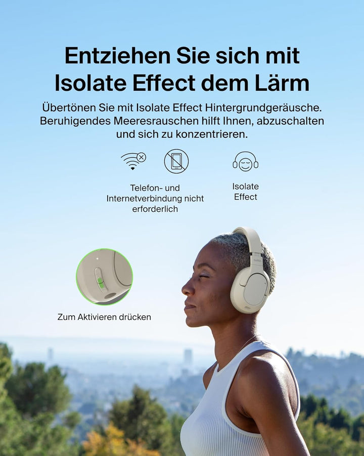 Belkin SoundForm Isolate Noise Cancelling Kopfhörer kabellos Bluetooth Kopfhörer, Headset mit Mikrof