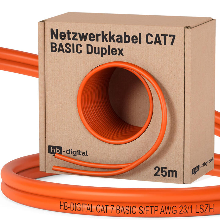 HB-DIGITAL 25m Basic Netzwerkkabel cat 7 Brandschutzklasse: Eca LAN Verlegekabel Cabel Kupfergemisch