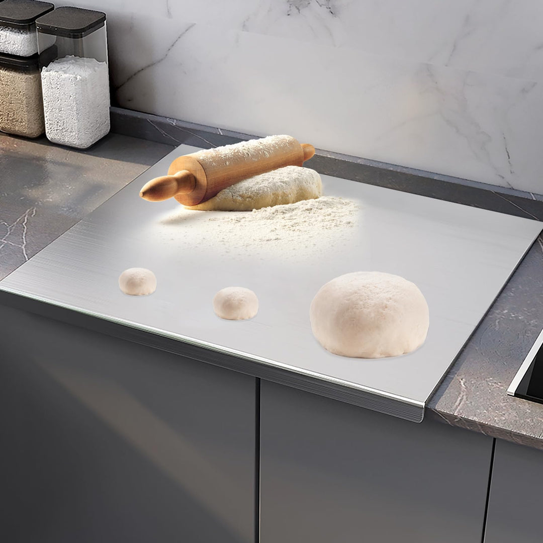 Arbeitsplatte Knetbrett Edelstahl [30 x 40cm] - Für Kneten, Schneiden & Backen - Küchenplatte mit An