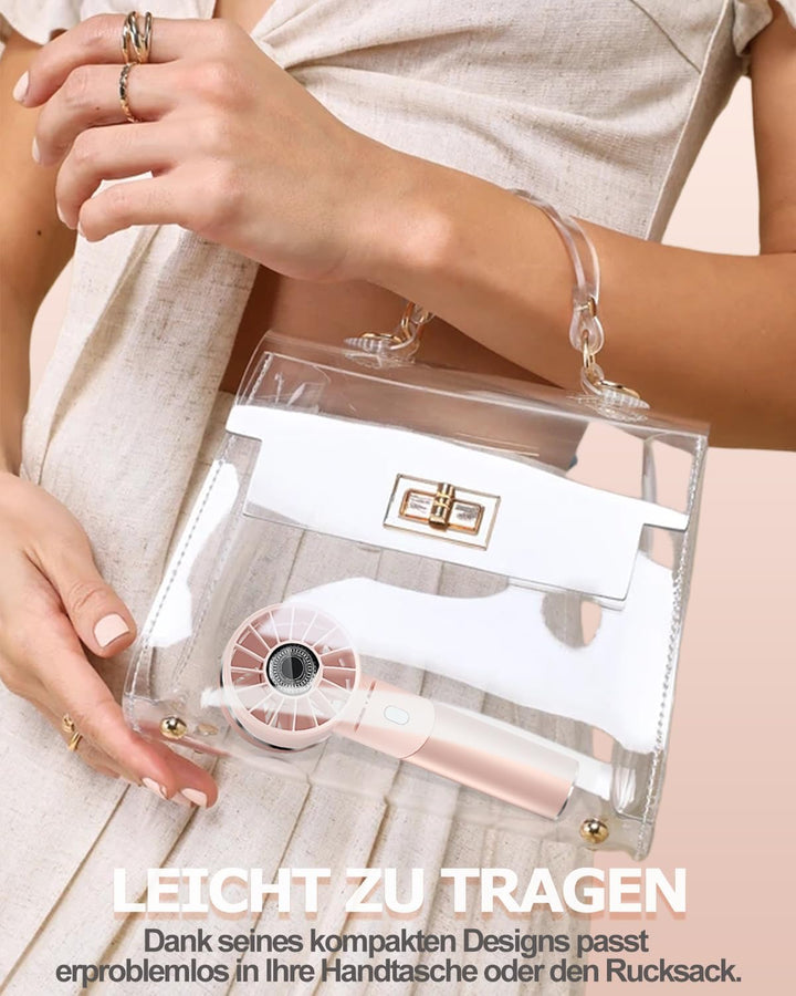 Lepwings Handventilator, Mini Ventilator USB aufladbar mit 4 Geschwindigkeiten, 16 Stunden lange Arb