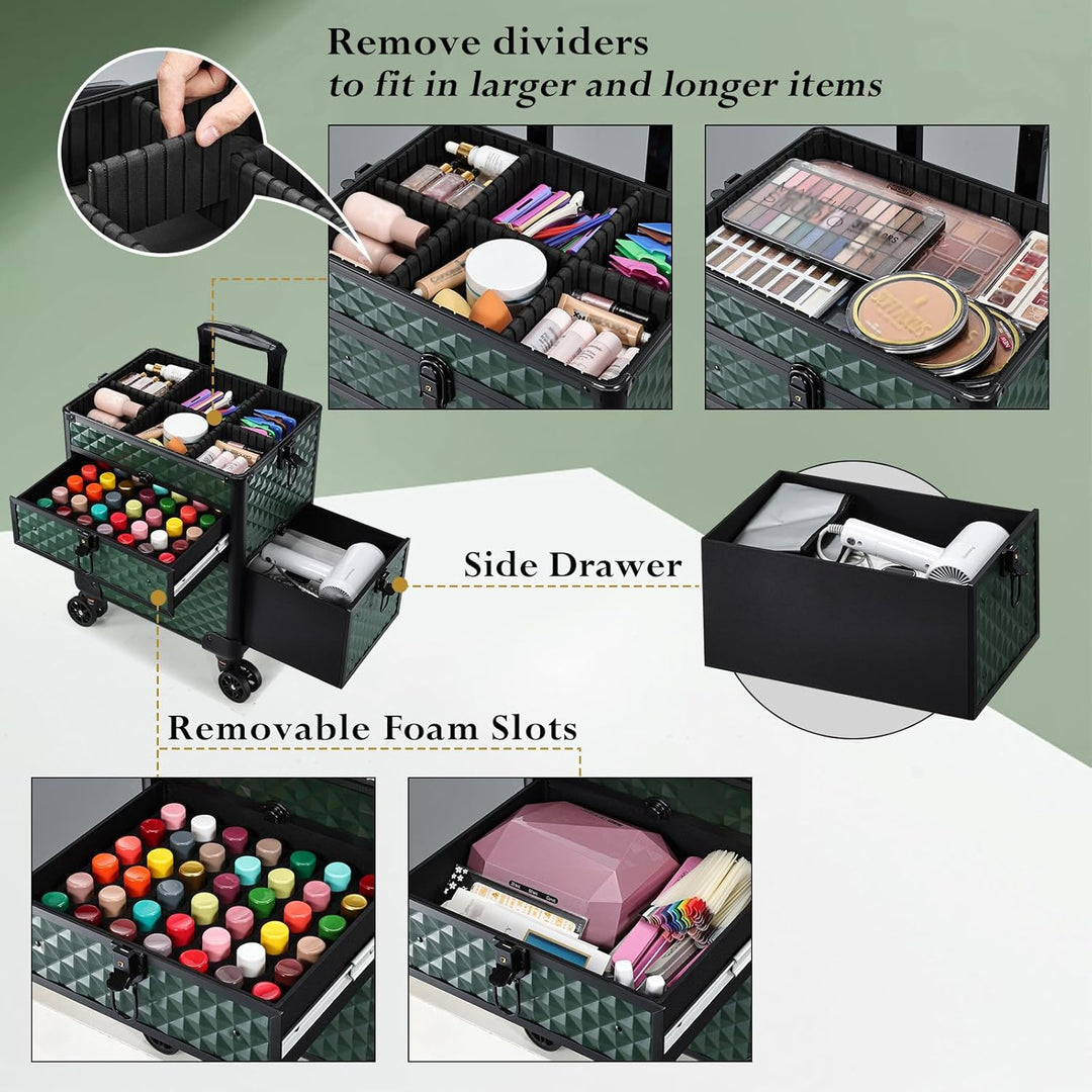 Kosmetik Trolley mit Schubladen Professioneller Kosmetikkoffer Nagelkoffer Make up Koffer Schminkkof
