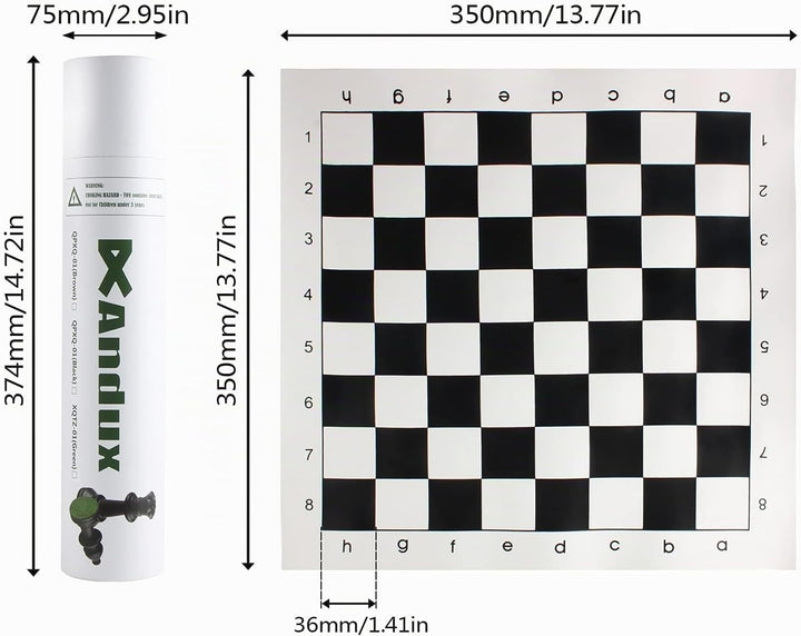 Andux Schachspielset Schachfiguren und Rollbrett QPXQ-01 (Schwarz,35x35cm), Schwarz,35x35cm