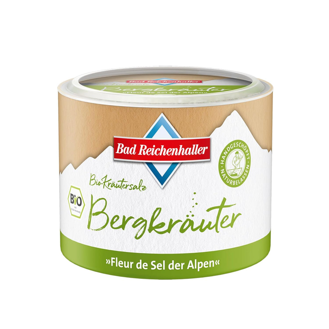 Bad Reichenhaller Fleur de Sel der Alpen Bergkräuter 4x90g | Premium Salz Gewürzmischung mit Bio-Gew