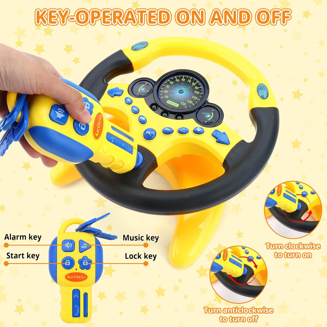 deAO Kinder Lenkrad Spielzeug mit 360° Drehfunktion, Kinder Simulierter Fahrsimulator Auto Simulatio