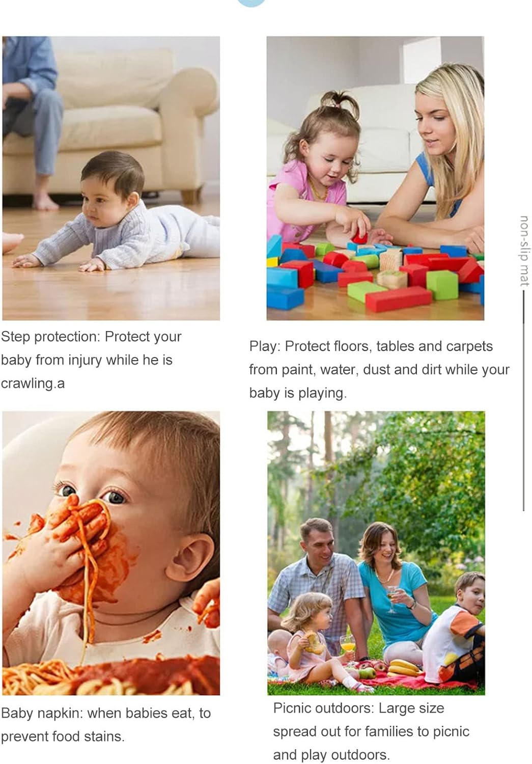 Hilitand Faltbare Spielmatte Grosse wasserdichte Baby-Spielmatte Zum Krabbeln Schaumstoffgepolsterte