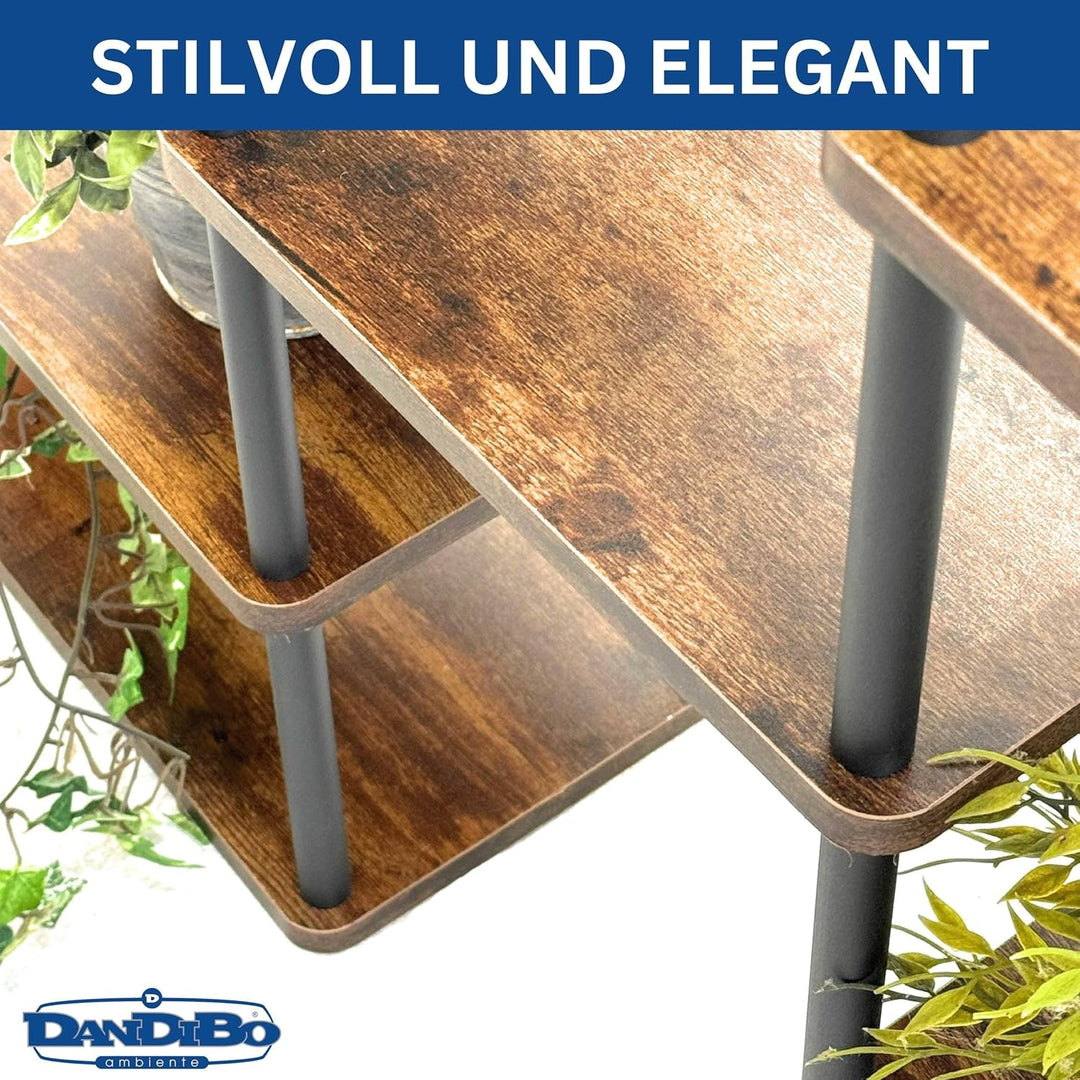 DanDiBo Blumenregal Indoor Metall Schwarz 6 Etagen Holz 96584 Blumentreppe 100 cm Pflanzenständer Mo