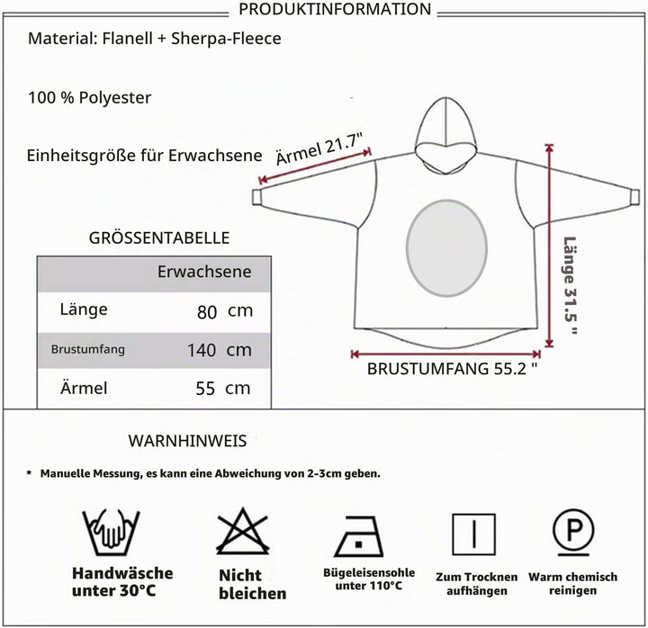 Queenshin Furry Orangener Fuchs Sweatshirt Kuscheldecke Flauschig Baumwolle Tragbare Decke Mit Ärmel