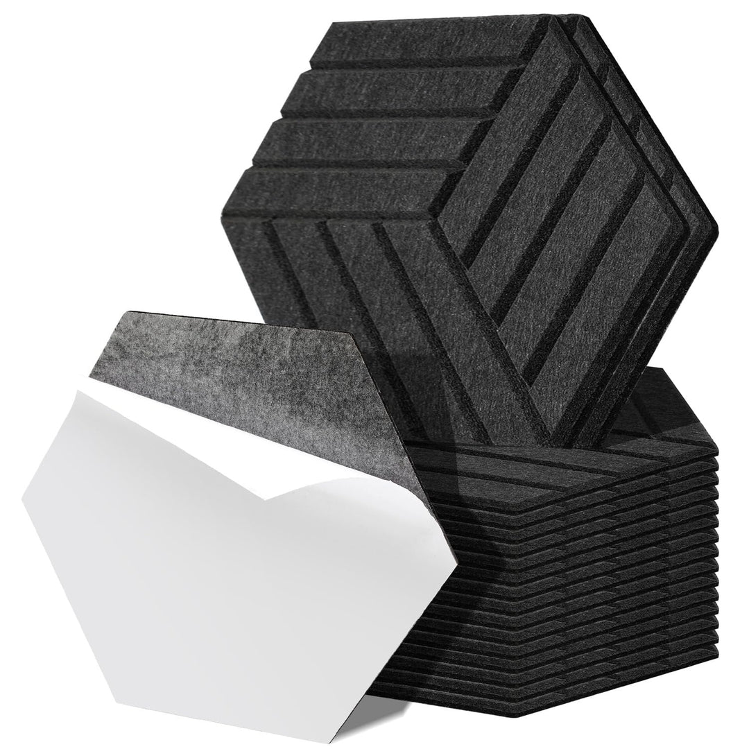 Fiqops 18er Hexagon Akustikpaneele Selbstklebend Akustikplatten Schwarz Hohe Dichte Schallabsorber P