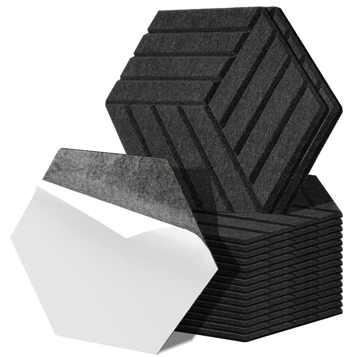 Fiqops 18er Hexagon Akustikpaneele Selbstklebend Akustikplatten Schwarz Hohe Dichte Schallabsorber P