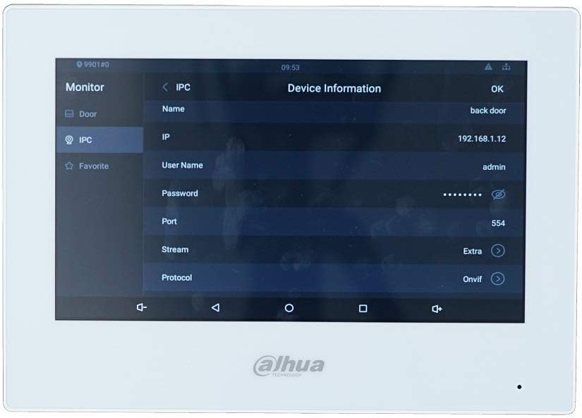 Dahua VTH5321GW-W 802.3af PoE Android 7-Inch IP Indoor Monitor, Video Intercom Monitor, Wired Doorbe