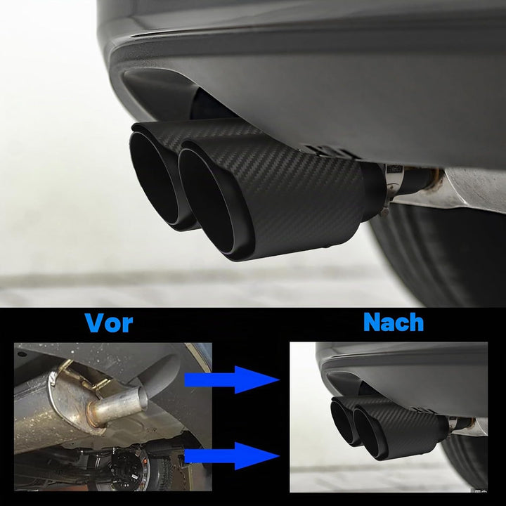 54mm Auspuffspitzen Auspuff Edelstahl und Glänzende Kohlefaser Auto Auspuff Endrohr, Einlass 2,1" Au
