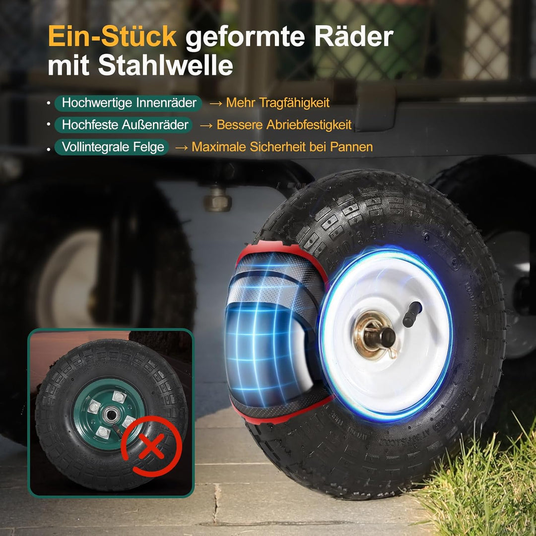 Sekey Bollerwagen Gartenwagen Titan – ECHT 350 KG Tragkraft, 3-in-1 Bollerwagen Plattformwagen mit V