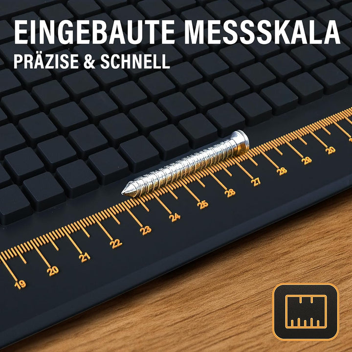 Premium Werkbankmatte (55 x 35cm) - Antirutsch Werkstattunterlage mit Organizer & Messskala I Robust