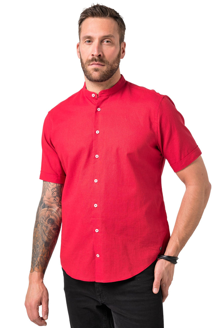 JP 1880 Herren grosse Grössen Übergrössen Menswear L-8XL Hemd, Halbarm, Leinenmix, Stehkragen, Moder