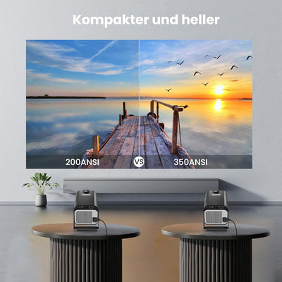 HIPPUS Mini Beamer 4K Heimkino, Projektor 4K Unterstützt 1080P Full HD, Projector mit Android OS 11.