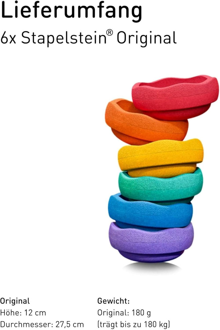 Stapelstein® Balanciersteine 6er | rainbow Set | Balancieren für Kinder Indoor & Outdoor Rainbow Cla