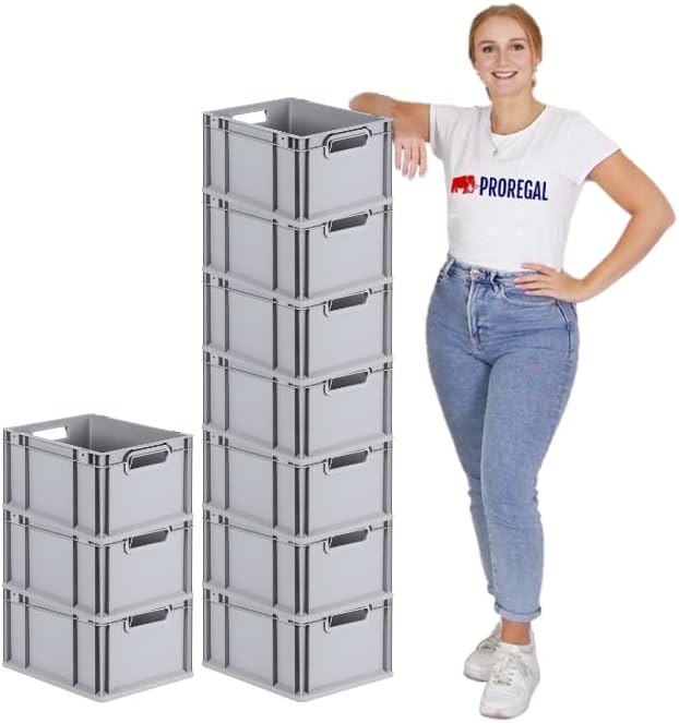 PROREGAL SuperSparSet 10x Eurobox NextGen Grip | HxBxT 22x30x40cm | Griffe offen | Glatter Boden | G