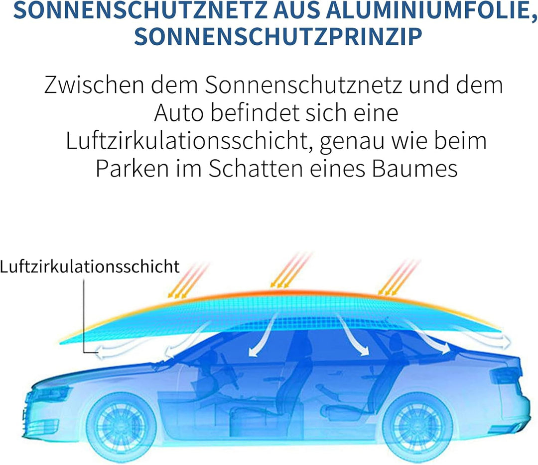 Hook Schattennetz Auto Hund 4x6m – UV Schutz Alunetz mit Ösen – Luftdurchlässige Aludecke für Auto,