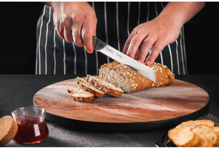 Tramontina Brotmesser CENTURY, 20 cm, Edelstahl DIN 1.4110, schwarz, rostfrei, 24009-108 Brotmesser