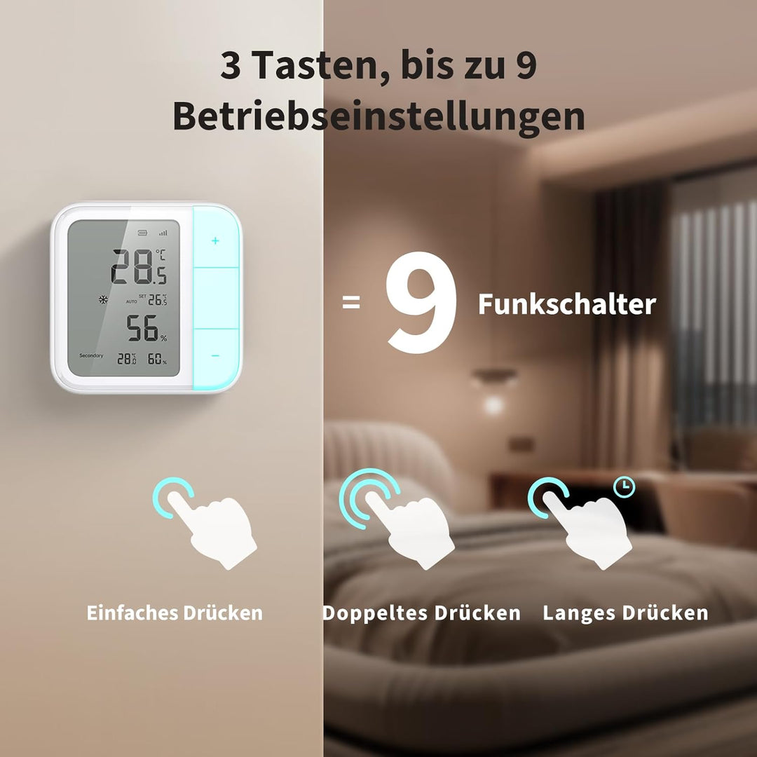 Aqara Thread/Zigbee Raumthermostat W100, Temperatur & Luftfeuchtigkeit Überwachung, Wireless, Fernst