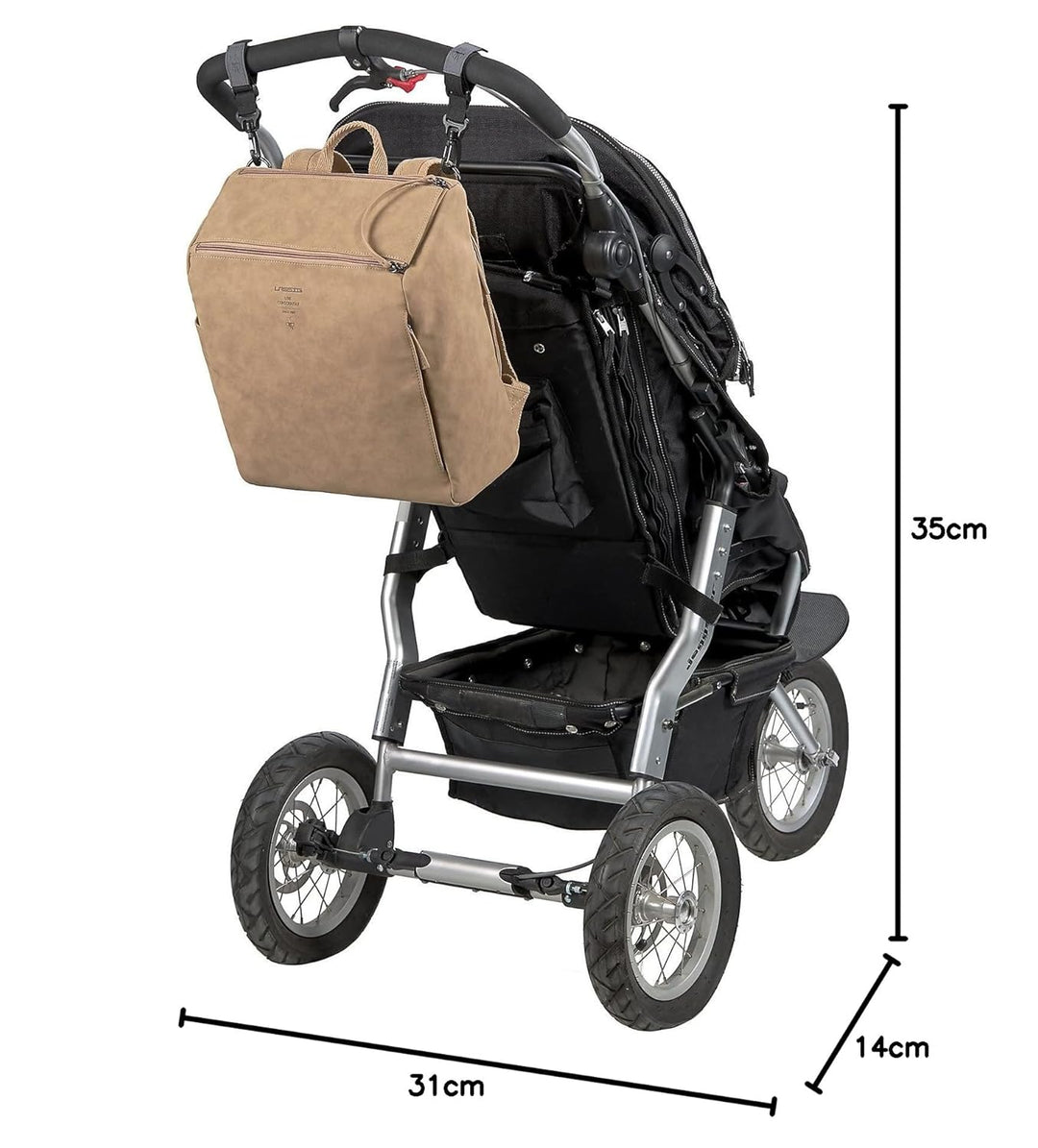 LÄSSIG Baby Wickelrucksack Wickeltasche mit Zubheör veganes Leder/Tender Backpack camel, 1 Stück (1e