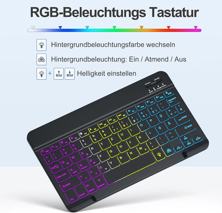 drivego Tastatur Hülle mit Maus for iPad A16 11/10 Generation (11/10.9 Zoll 2025/2022), Bluetooth Ma