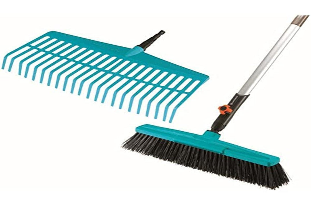 Gardena combisystem-Komplettangebot: Rechenbesen und Strassenbesen mit Holzstiel im Set, Holzstiel a