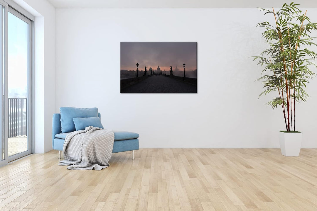 deyoli atemberaubende Brücke in Prag im Format: 80x60 als Leinwandbild, Motiv fertig gerahmt auf Ech