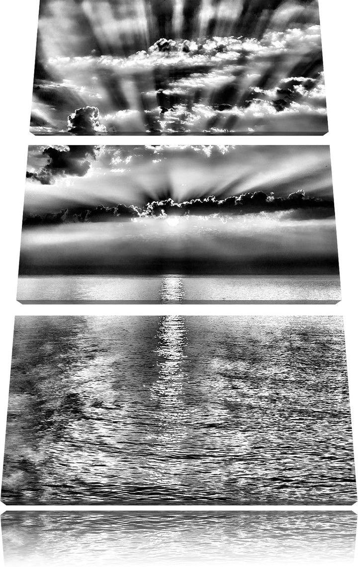 Pixxprint Meer im Sonnenaufgang als Leinwandbild/Grösse: 3 Teilig (120x80) cm/Wandbild/Kunstdruck/fe