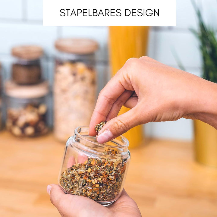Econovo® Gewürzgläser Set mit Deckel (6-teilig) aus mundgeblasenem Borosilikatglas, Gewürzdosen Vorr