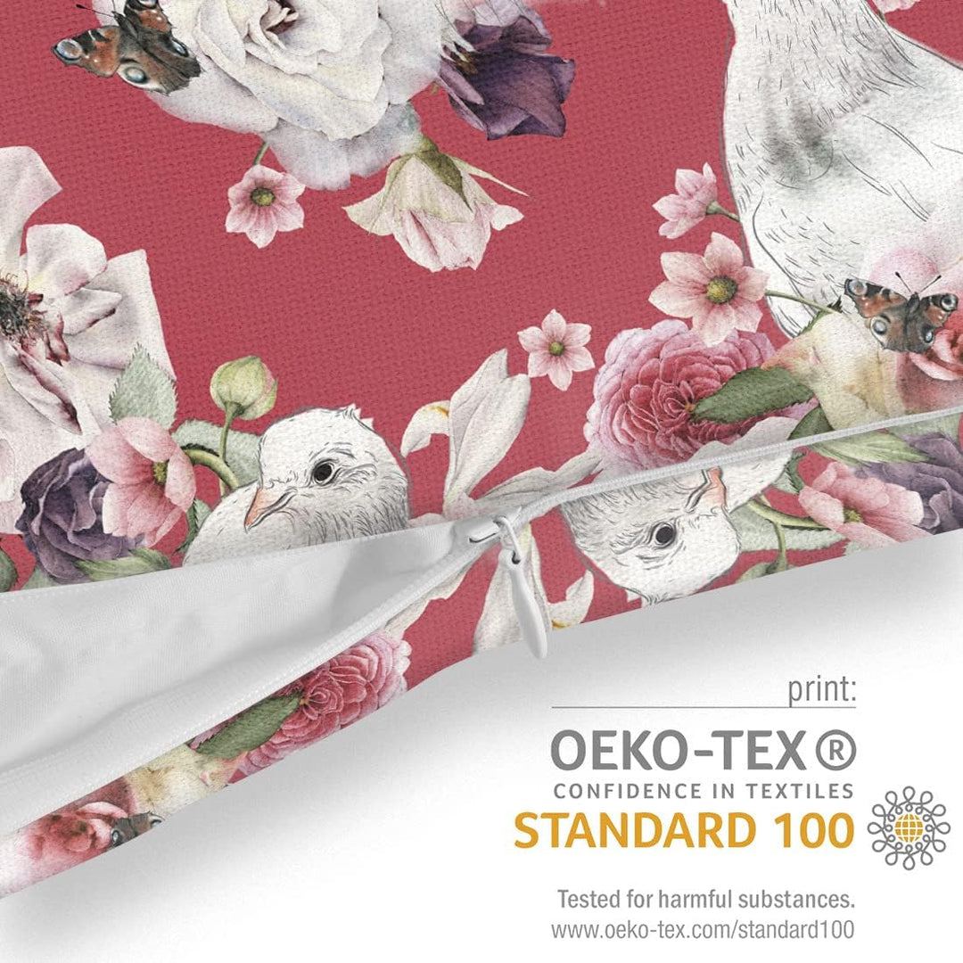 VOID Tauben Rosen Romantik Kissenbezug Kissenhülle Sofakissen Kissen Deko Outdoor-Kissen Dekokissen,