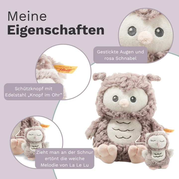 Steiff Spieluhr Eule Ollie, Süsses Stofftier, Jungen, Mädchen & Babys ab 0 Monaten, Soft Cuddly Frie
