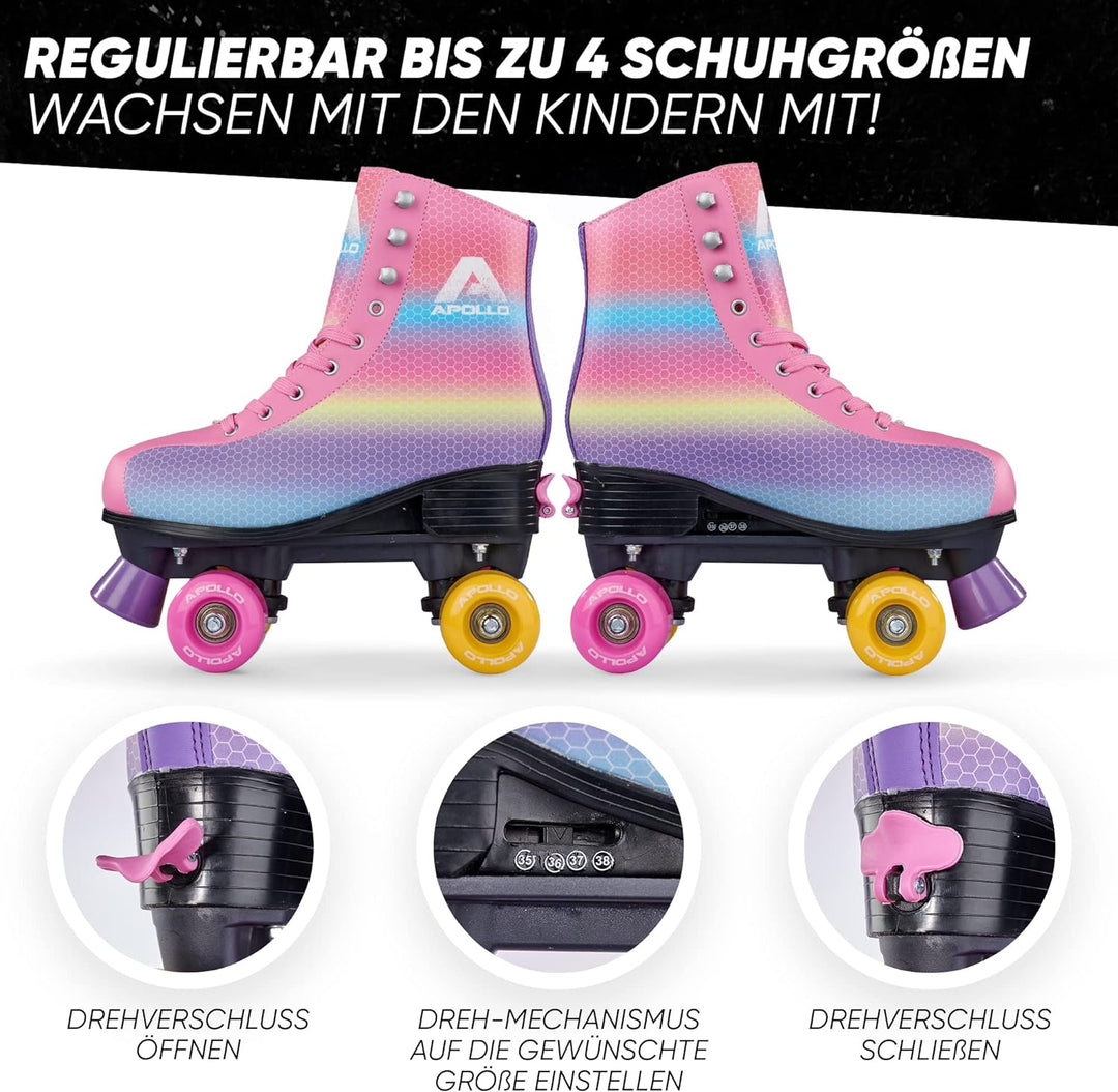 Apollo Disco Roller, Classic Roller | Rollschuhe für Kinder und Erwachsene | grössenverstellbare Qua
