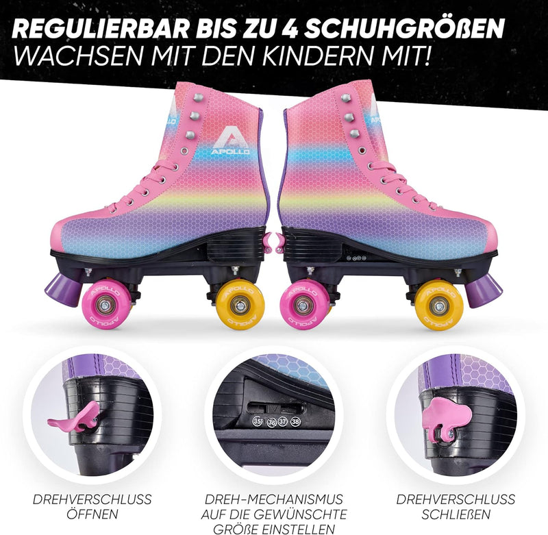 Apollo Disco Roller, Classic Roller | Rollschuhe für Kinder und Erwachsene | grössenverstellbare Qua