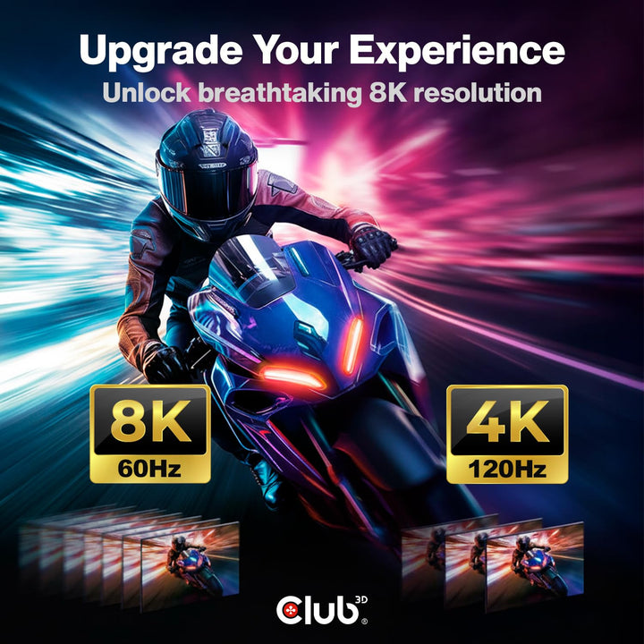 Club3D USB C auf DisplayPort Kabel 1.4 8K 60Hz, 4K 120Hz und Displayport auf USB C bidirektional, 1,