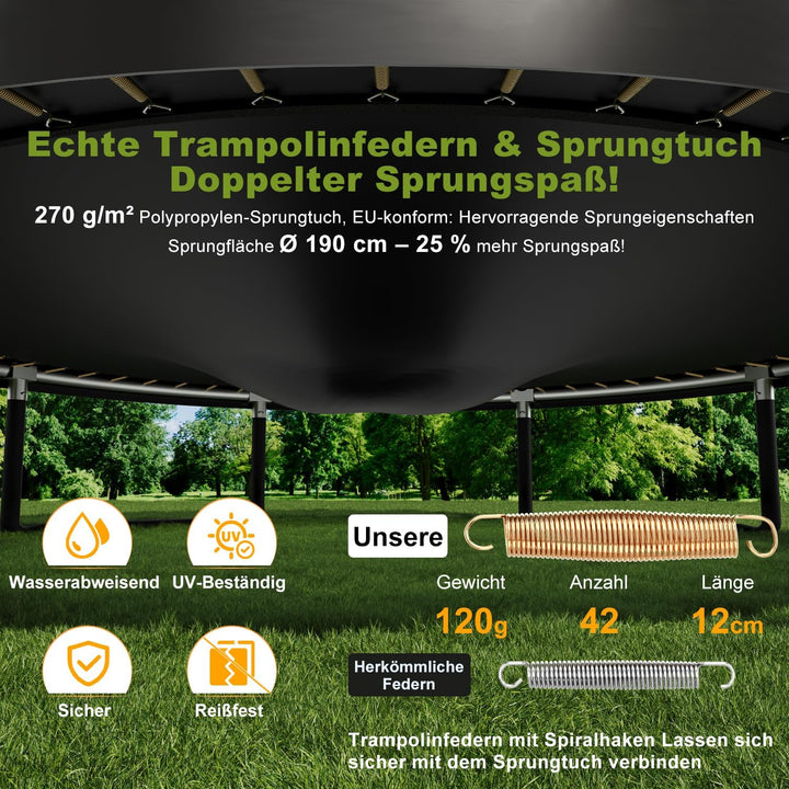 Devoko Trampolin Outdoor Ø 228/305/366 GS-Zertifikat, Kindertrampolin Gartentrampolin mi