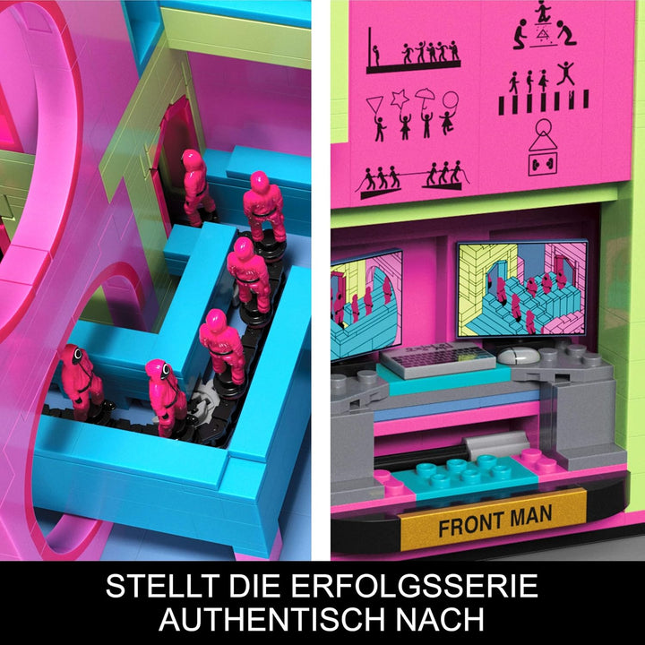 MEGA Squid Game Actionfigur Bauspielzeug Das Treppenhaus mit 1707 Teilen, bewegliche Figur, für Samm