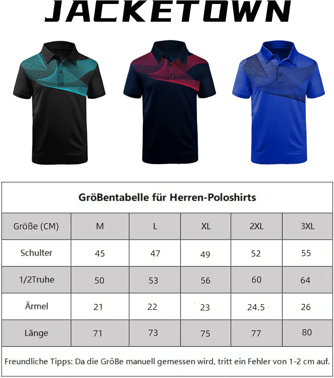 JACKETOWN Poloshirt Herren Kurzarm Polohemd Atmungsaktiv Schnell Trocknend Golf Tennis Polo Tshirt S