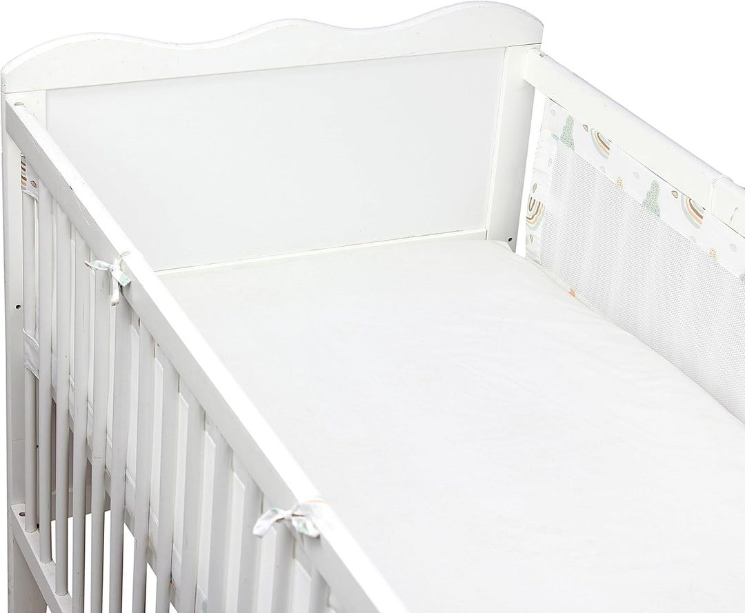 TupTam Gitterstäbe Schutz Netz Babybett Nestchen 3D Mesh 2 Pack, Farbe: Regenbogen Wolken, Grösse: c