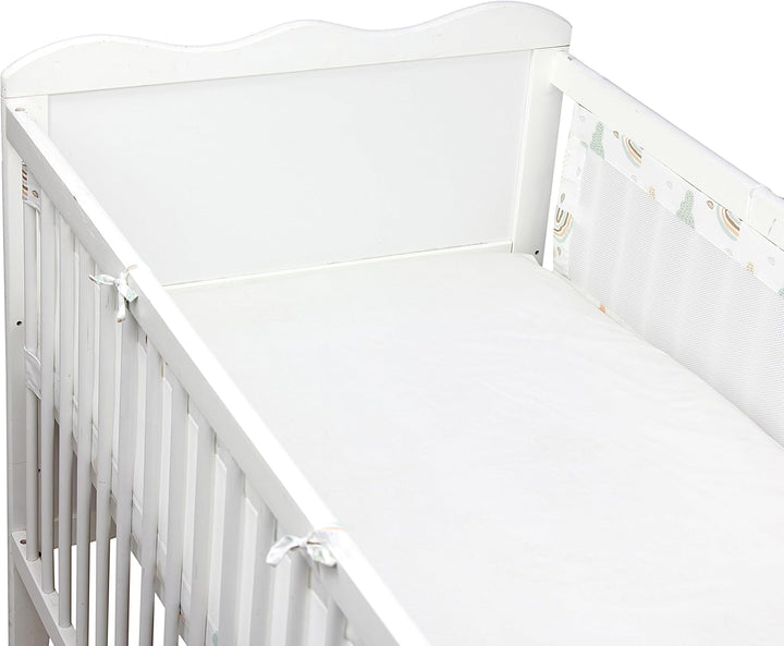 TupTam Gitterstäbe Schutz Netz Babybett Nestchen 3D Mesh 2 Pack, Farbe: Regenbogen Wolken, Grösse: c