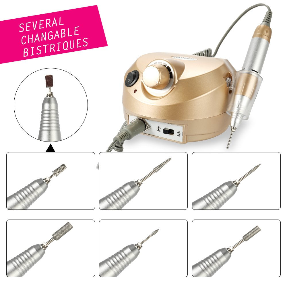 Layhou 6 in 1 Nagelfräser 35000 U/Min Professionell Elektrische Nagelfräser,Geräuscharmer Nagelfräse